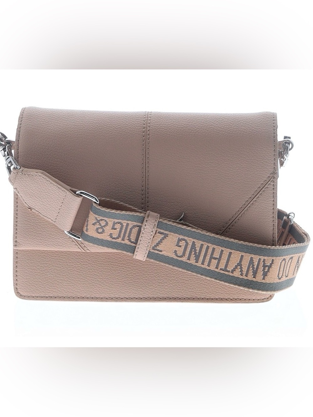 Zadig & Voltaire beige Leather Messenger with Branded Webbing Strap